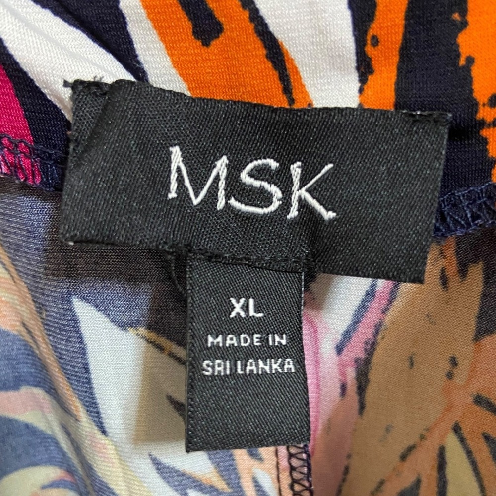 MSK Tropical Floral Sleeveless Tie Keyhole Back Shift Resortwear‎ Dress Size XL - Picture 4 of 11
